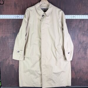 Eddie Bauer Lord Forecaster Trench Coat Duster Beige Men's XL USA Made Vintage